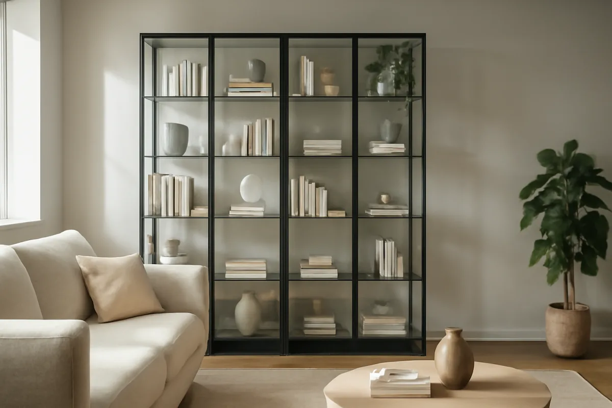 Librerie in vetro: come ottimizzare spazio e luce nel soggiorno moderno